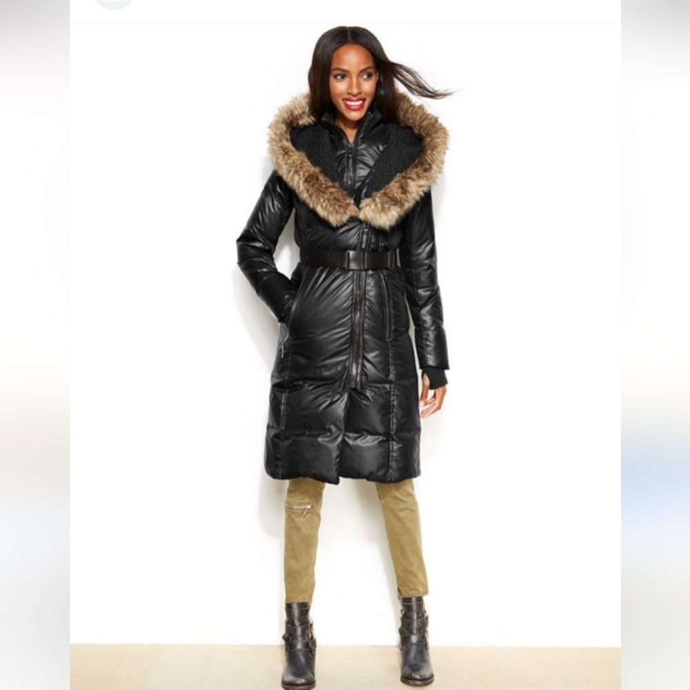 REPOSHING- RUDSAK Black Puffer Coat with Fur Trim